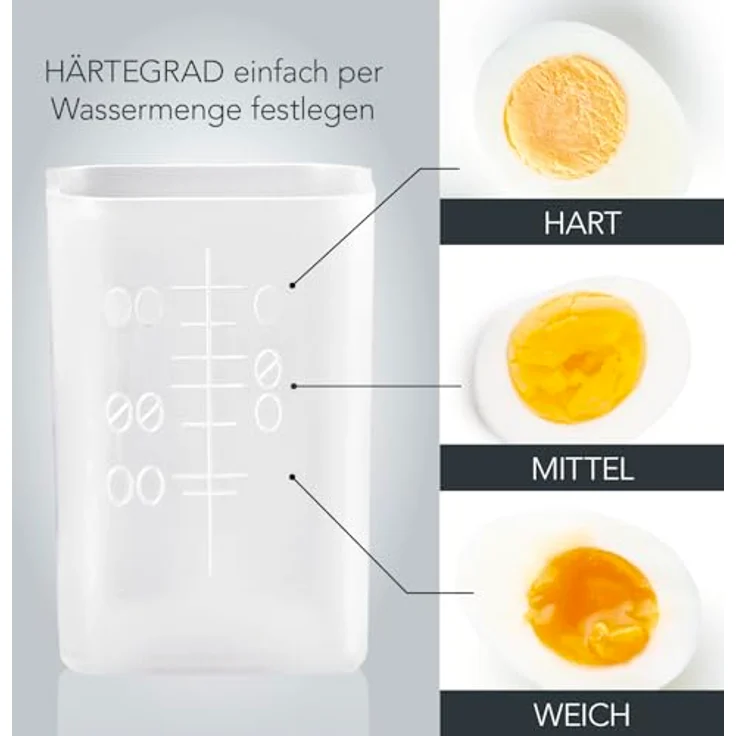 GOURMETmaxx Eierkocher für 2 Eier | Elektrischer, energiesparsamer Egg Cooker | Mit Messbecher & Ei-Pick | Kompaktes Design & BPA frei [Schwarz] – Bild 4