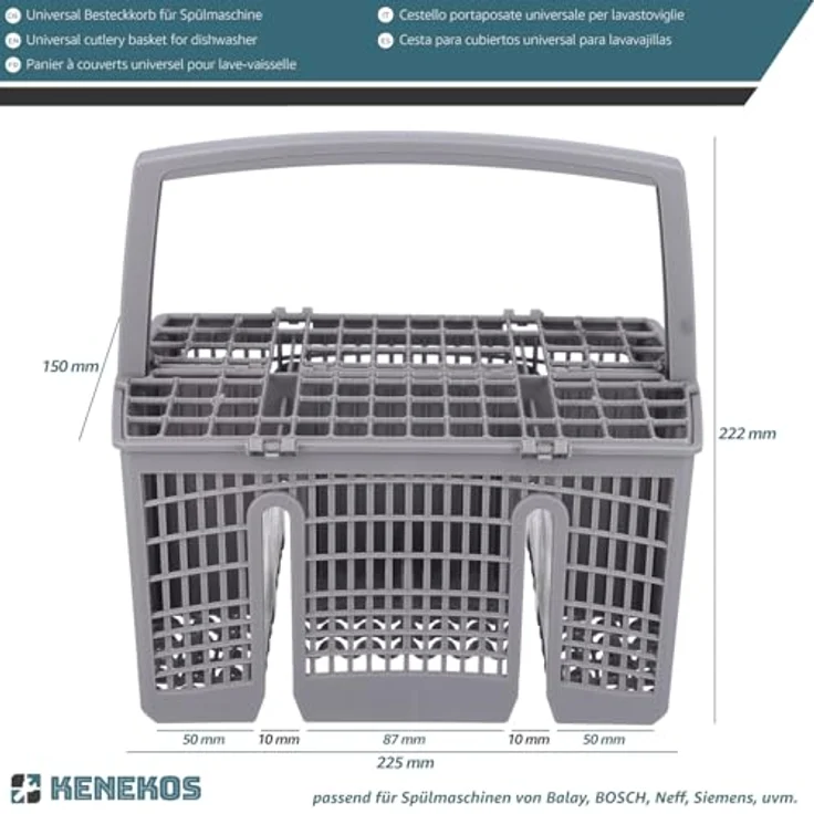 Kenekos Besteckkorb Spülmaschine, hitzebeständiger Geschirrspüler Zubehör mit 7 Fächern, kompatibel mit Siemens, Bosch, Neff – Bild 2