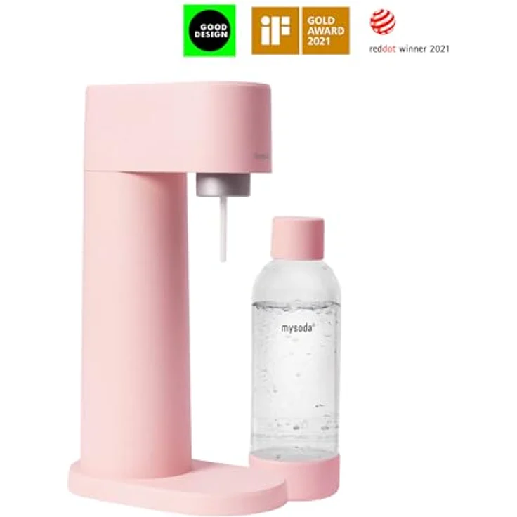 Mysoda Woody Wassersprudler aus Holzkomposit Material mit Quick-Lock BPA-frei Plastikflasche und CO2-Zylinder - Pink – Bild 3