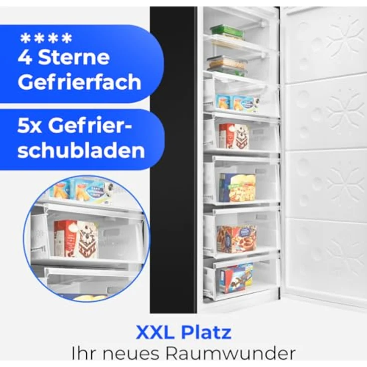 Bomann® Gefrierschrank GSVS 7365 titan, 2in1 Nofrost Tiefkühlschrank mit 380L Nutzinhalt, leise, elektronische Temperaturregelung – Bild 4