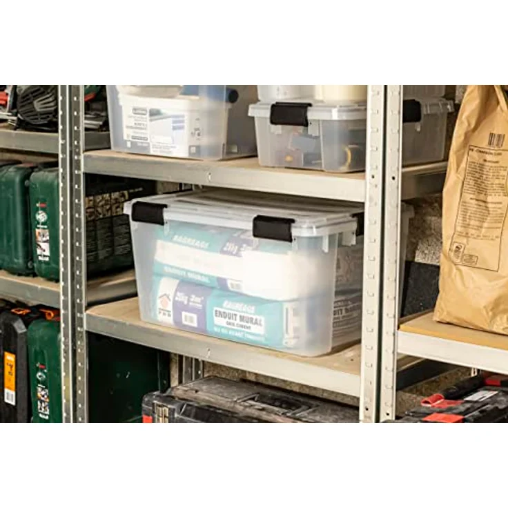 Iris Ohyama Luftdichte Kunststoff-Aufbewahrungsboxen mit Deckel, 50L, Transparent, Hermetischer Verschluss, Stapelbar, BPA-frei – Bild 2