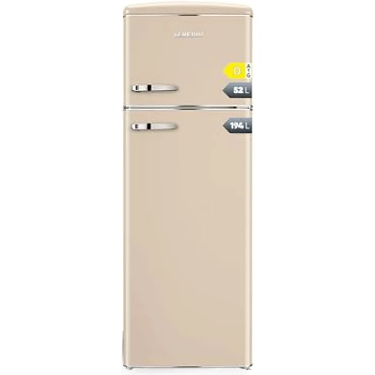 SEVERIN RKG 8985, Retro Kühl- & Gefrierkombination, creme, 246 L Nettovolumen, Gefrierfach oben, nur 39 dB, LED-Beleuchtung – Bild 1