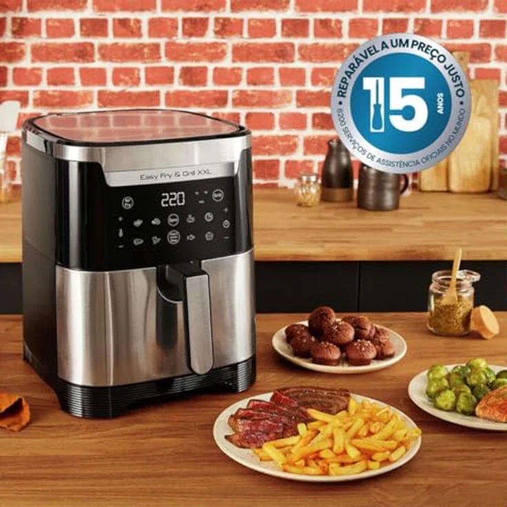 Moulinex Fritteuse Moulinex Heißluft Fritteuse ohne Öl EZ801D 1830 W 6,5 L Friteuse Fritt, 1830 W, Edelstahl – Bild 5