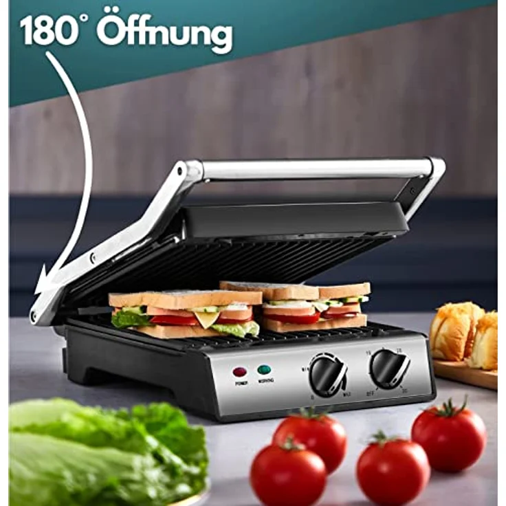 STEINBORG Kontaktgrill SB-2130, 2000 W, Edelstahlgehäuse, Cool-Touch-Technologie, Antihaftbeschichtung – Bild 5