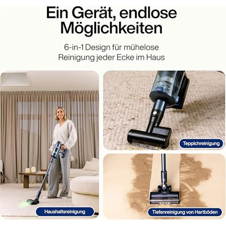 Samako Akku Staubsauger CleanDetect 450W, Handstaubsauger kabellos mit 4 Zubehörteilen und intelligenter Schmutzerkennung – Bild 4