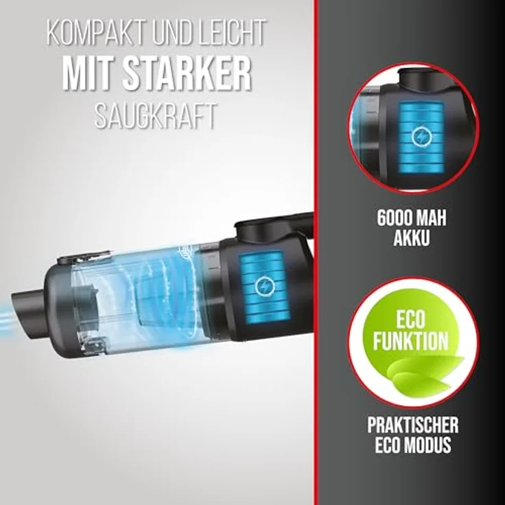 HEYNER VacuBooster Pro, Handstaubsauger mit 120W und 16.000 Pa, bürstenlos, beutellos, inkl. HEPA-Filter, in Schwarz – Bild 5