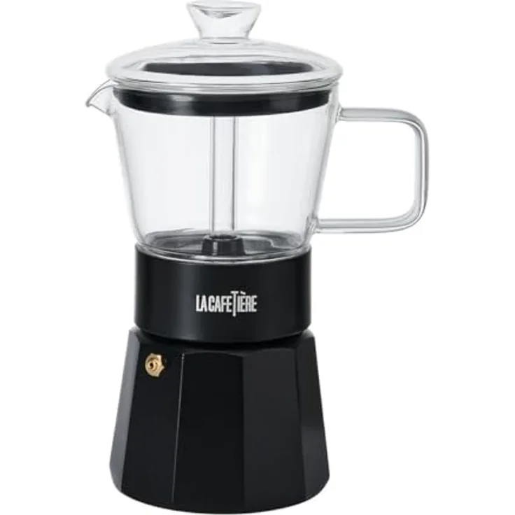 La Cafetière Verona Espressokocher, modernes Design, 6 Tassen, Induktionsgeeignet, schwarz, in Geschenkverpackung