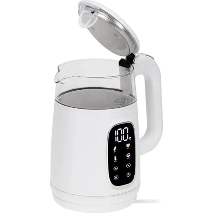 ADLER Wasserkocher AD 1200, 2200W mit Temperatureinstellung, 1,7L, 5 Temperaturprogramme, LED-Display, Touchpanel, Warmhaltefunktion, integrierter Filter und 360°-Drehbasis – Bild 3