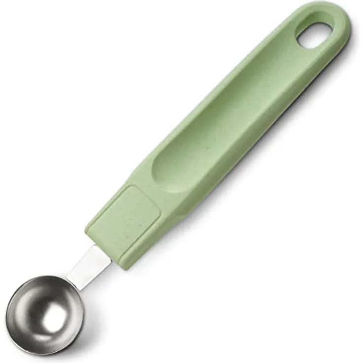 Fackelmann Ecolution Kugelausstecher – Frucht- & Butterformer aus Holzfasern, Bio-Kunststoff und Edelstahl – 18 x 3 cm großer Pariser Löffel in Mintgrün