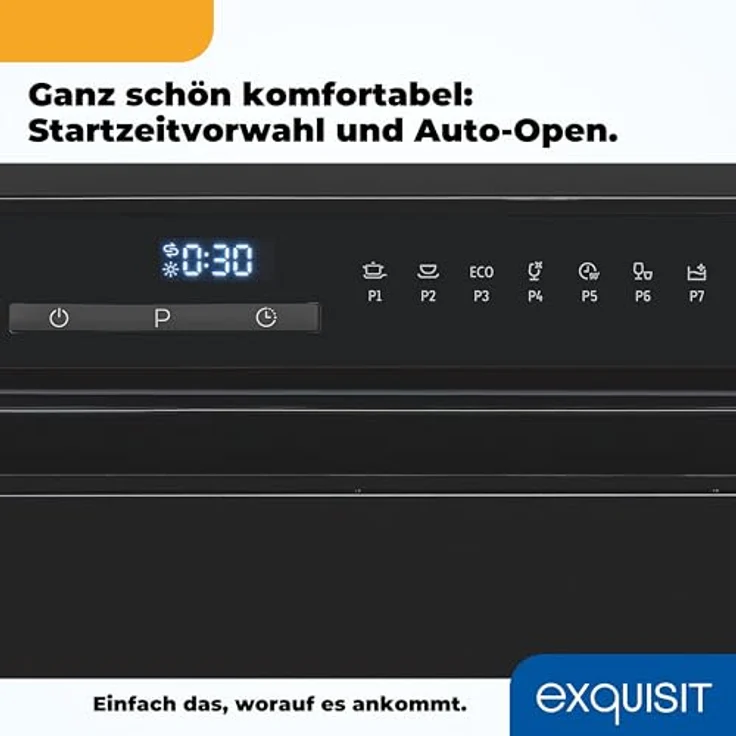 Exquisit GSP5206-030D, Geschirrspüler 55 cm, 6 Maßgedecke, Restlaufanzeige, schwarz, Standgerät – Bild 7