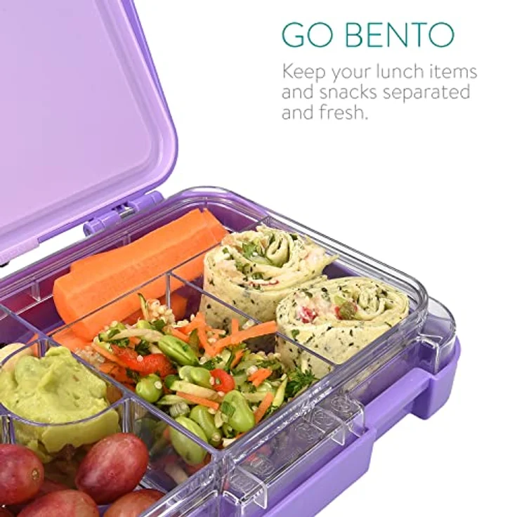 Navaris Lunchbox, Kunststoff, (1-tlg), Bento Box Brotdose Vesperbox - auslaufsicher mit variablen Fächern - herausnehmbare Innenschale - für Jungs und Mädchen, lila – Bild 4