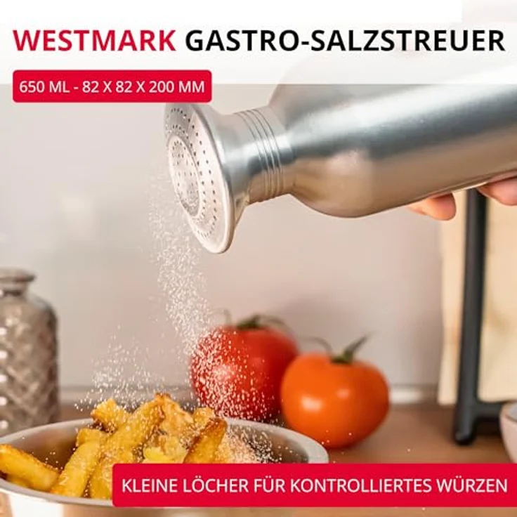 WESTMARK Salzstreuer Omega, Aluminium Gewürzstreuer mit Deckel, 650 ml, BPA-frei – Bild 2