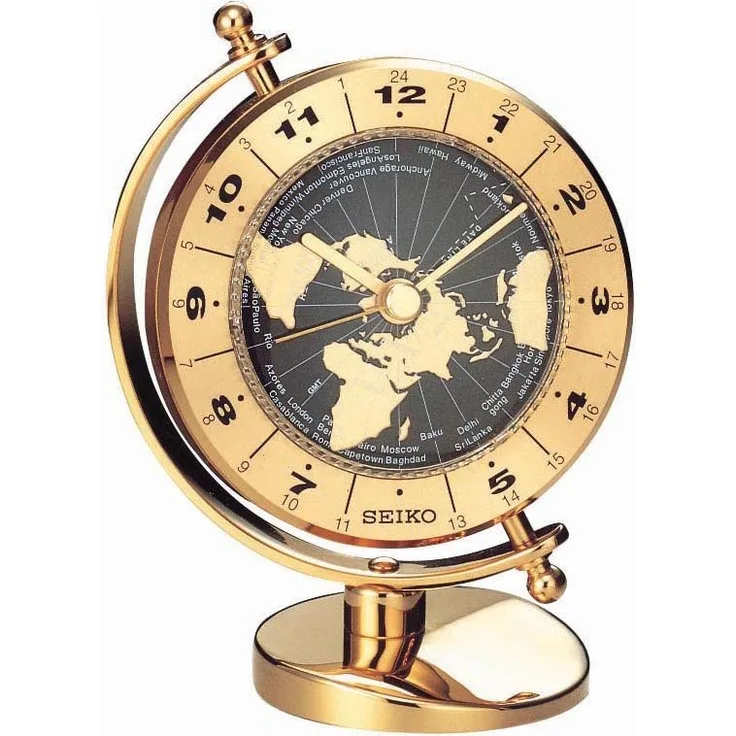 Seiko Tischuhr QHG106G, Quarzuhr in goldfarben mit analoger Anzeige und durchlaufender Sekunde, ideal für Wohnzimmer, Esszimmer, Arbeitszimmer und Büro