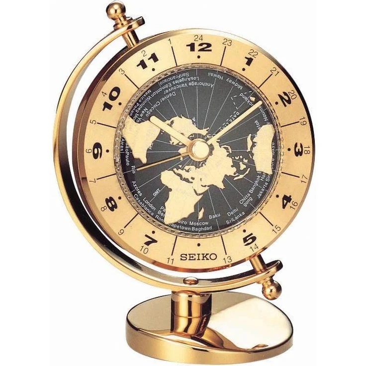 Seiko Tischuhr QHG106G, Quarzuhr in goldfarben mit analoger Anzeige und durchlaufender Sekunde, ideal für Wohnzimmer, Esszimmer, Arbeitszimmer und Büro
