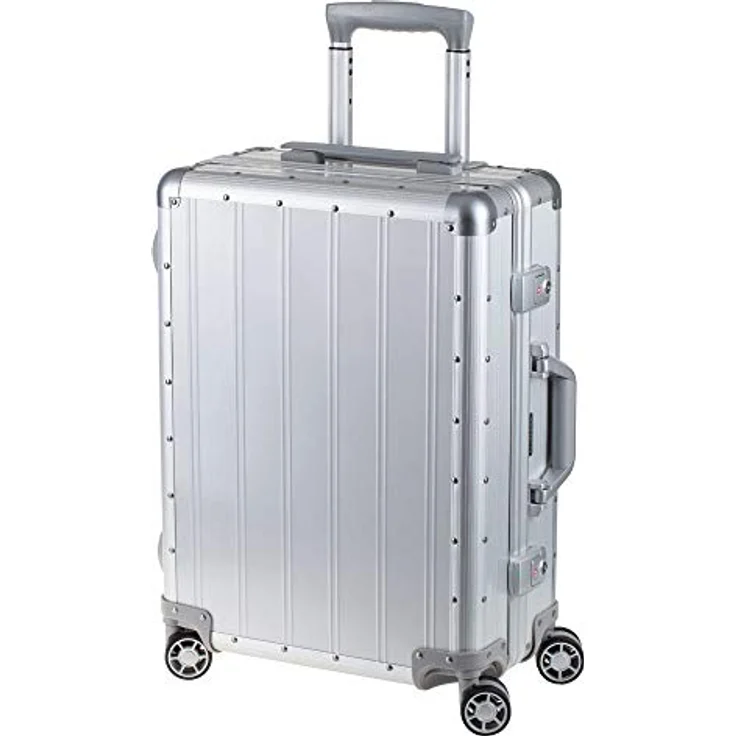 ALUMAXX 45170 Reisekoffer Orbit, Rollkoffer aus Aluminium, Trolleykoffer mit 4 doppelten 360° Leichtlaufrollen, Alukoffer ca. 54 cm, Silber, 54 x 40 x 20 cm – Bild 1