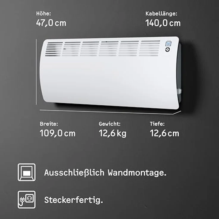 Stiebel Eltron Wand-Konvektor CON 30 Premium für 30 m², 3 kW, Wochentimer, Offene Fenster Erkennung, 237834, Konvektor – Bild 7
