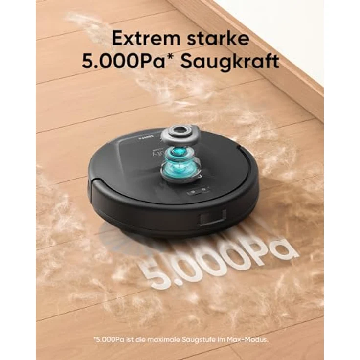 eufy L60 Saugroboter mit Absaugstation und Wischfunktion, 5.000Pa Saugkraft, Anti-Haar-Verwicklung, Absaugstation 60 Tage ohne Leeren, iPath-Laser-Navigation, für Hartböden, Google & Alexa – Bild 4