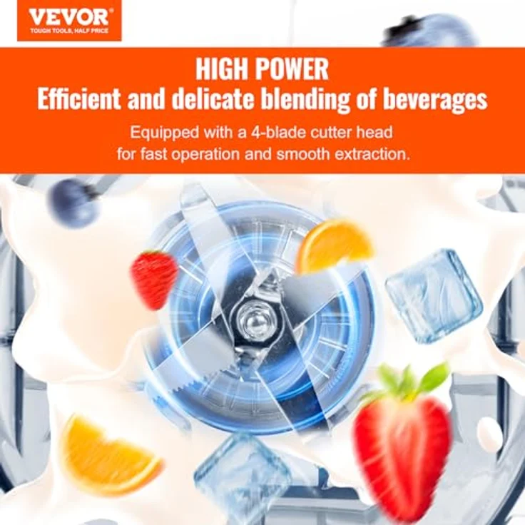 VEVOR Kommerzieller Standmixer HS-210D-US, 2200 W, 3-Funktionen, 2 L Kapazität, für gefrorene Getränke, Milchshakes und Smoothies, schwarz – Bild 2