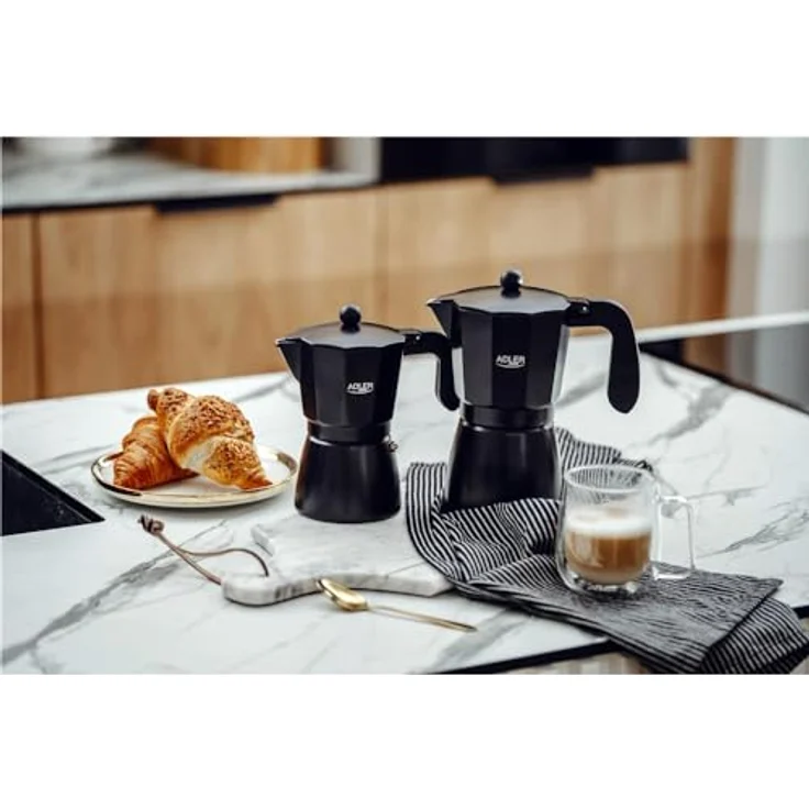 Adler Espressokocher, 320ml Kaffeekanne für 6 Tassen, Schwarz, mit thermoisoliertem Griff und Sicherheitsventil – Bild 6
