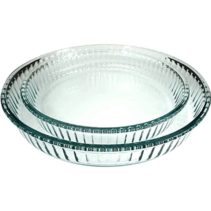 Pasabahce PB-159022 2-tlg. Borcam Auflaufformen, Rund, 1 x Ø 26 cm Höhe: 5cm 1 x Ø 32 cm Höhe: 5,5cm Spülmaschinen-, Mikrowellen-, Backofen- und Eisschrankgeeignet – Bild 3