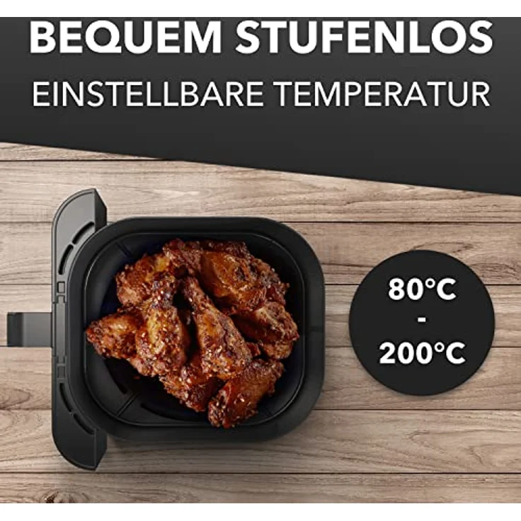 Clatronic FR3782H Heißluftfritteuse, 1450 Watt, 5 Liter, Thermostat, antihaftbeschichtet, Display, schwarz, silber – Bild 4