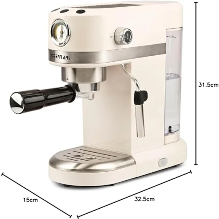 G3 Ferrari G10168 Amarcord Espresso-Kaffeemaschine, Siebträgermaschine mit 15 Bar Druck, beige – Bild 6