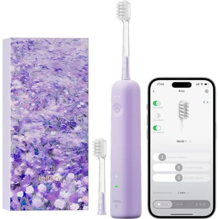 Laifen Wave Spezial Elektrische Zahnbürste, Oszillation & Vibration mit App, 2 Bürstenköpfe, violett, 50 Tage Akkulaufzeit – Bild 1