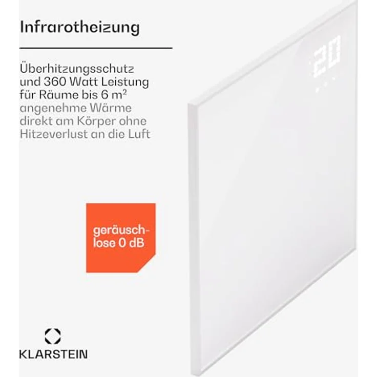Klarstein Infrarotheizung mit Thermostat, 360W Elektroheizung, Smart Home Bild-Infrarotheizung zur Wandmontage, IR mit App-Steuerung & Erkennung offener Fenster, Feuchtraum Heizkörper CO2-Frei, in attraktivem Design, weiß – Bild 3