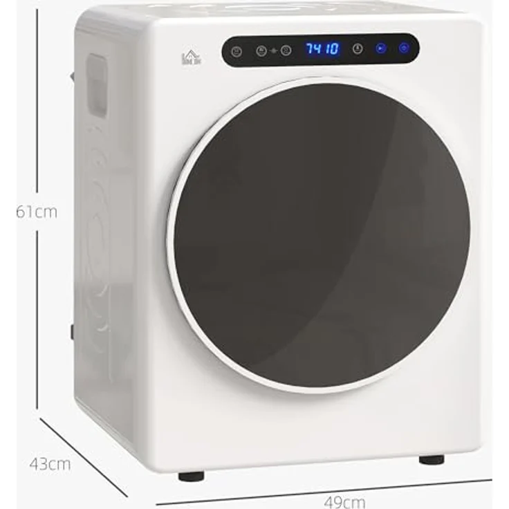 HOMCOM Mini Ablufttrockner, Edelstahl mit 3 kg Kapazität, 1000W Leistung, Weiß – Bild 7