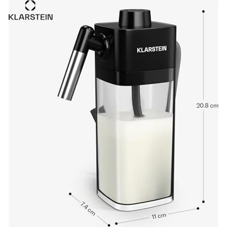 Klarstein SteelPresso Milchaufschäumer 0,55L, elektrisch, für cremigen Milchschaum, einfach zu reinigen, kompatibel mit SteelPresso Kaffeemaschinen, hygienische Oberfläche, transparent – Bild 5