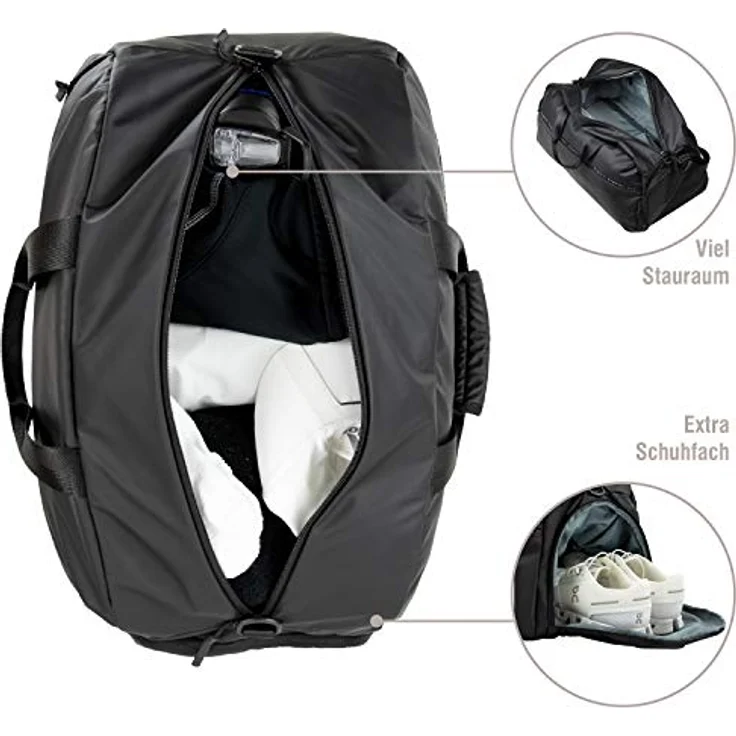 bugatti Blanc Weekender Reisetasche, 50 cm, schwarz, aus 100% Polyethylen mit kompakten Abmessungen von 50 x 25 x 27 cm – Bild 4