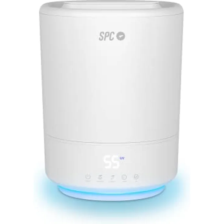 SPC Evadne - Intelligenter WiFi-Luftbefeuchter, 4,5l Kapazität, UV-C-Strahlung, Wasserauffüllung an der Oberseite, automatischer, manueller und Nachtmodus, Aromadiffusor, Nachtlicht, Timer, BPA-frei