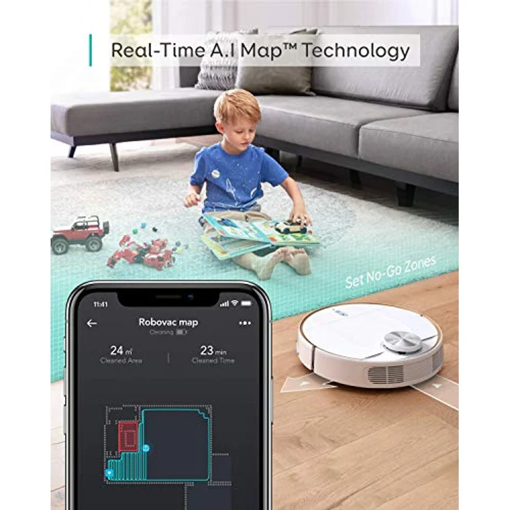Eufy RoboVac L70 Sauroboter mit Wischfunktion, 150 min Akkubetrieb, Lasernavigation, App- und Sprachsteuerung, weiß – Bild 4