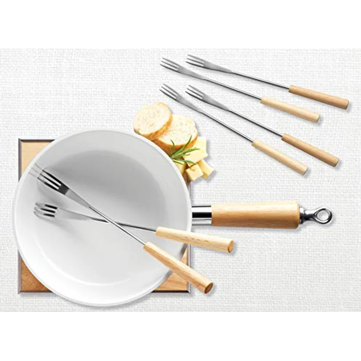 MÄSER 931889 Käsefondue Set für 6 Personen, 9-teiliges Komplettset für Fondue nach Schweizer Art mit Keramik beschichtetem Topf, im hübschen Geschenkkarton, Aluminium, 2.2 liters – Bild 2
