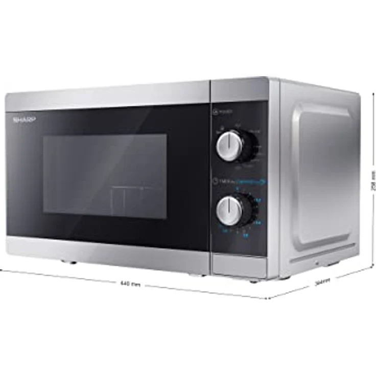 Sharp YC-MG01ES Mikrowelle mit Grillfunktion, Standgerät, 800 Watt, 20 Liter Garraum, 5 Leistungsstufen, Timer-Funktion, Drehteller – Bild 2