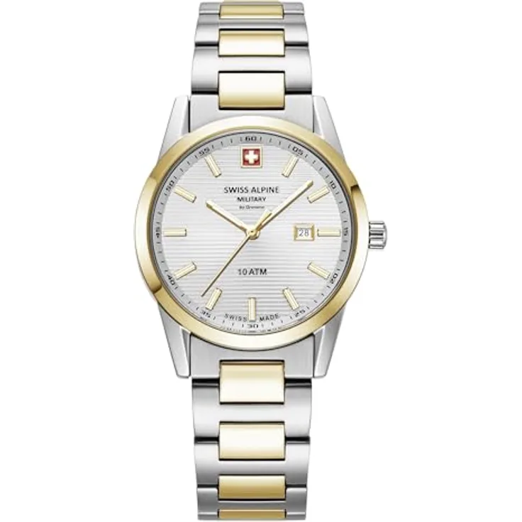 swiss alpine military Damen Uhr Analog Quarz 7767.1142SAM Edelstahl, silberfarben mit Leuchtzeiger und Indexe