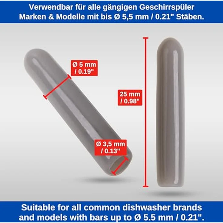 Your Day Mate Schutzkappen für Geschirrspüler, 40 Stück, Silikon, grau, 25 x Ø 5 mm, universell für Unterkorb und Oberkorb – Bild 4