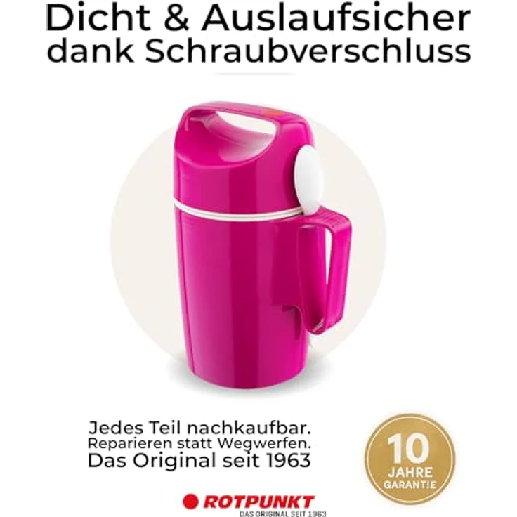 ROTPUNKT Isolier-Speisegefäss 850-0,85 l (Raspberry) Warme Speisen einfach zum transportierenLöffeleinsatzSchraubverschlussstoß- und bruchsicherOutdoor – Bild 5