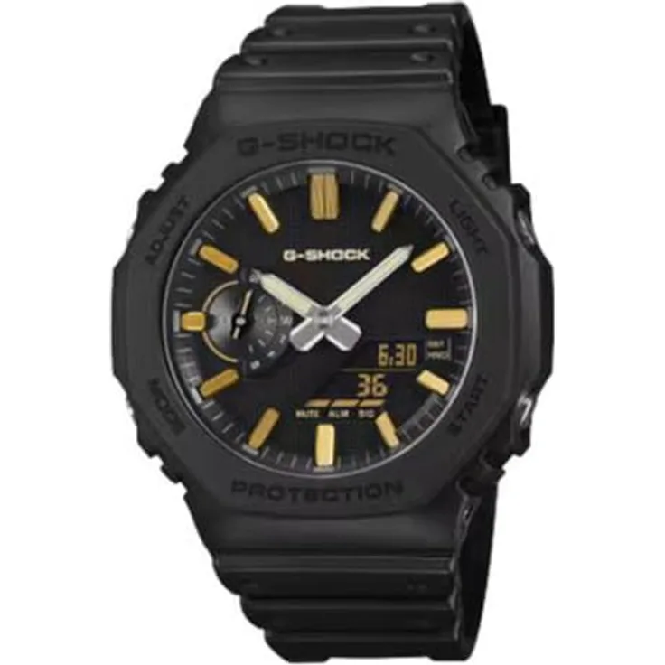 Casio GA-2100LXB-1A9DR, Herren-Armbanduhr mit schwarz-gelbem Design und robustem Gehäuse