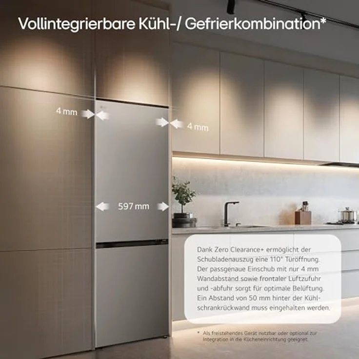 LG GBBS514CPY Einbau-Kühl-Gefrier-Kombination, 333 l, C Energieeffizienz, Fresh Zone Fach, Silber – Bild 4