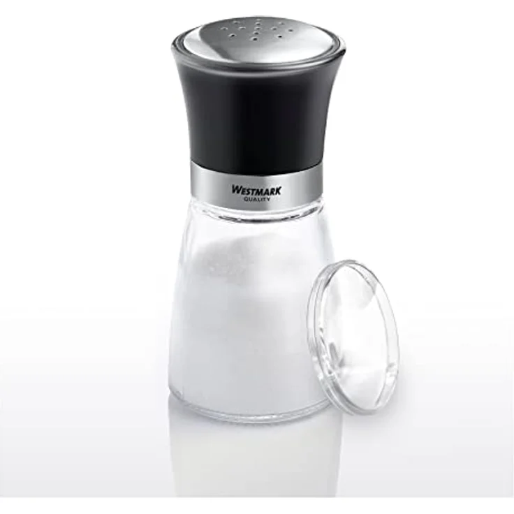 WESTMARK Gewürzstreuer »Blacky«, Salz- / Pfefferstreuer aus Glas und Edelstahl mit Aromadeckel, transparent/schwarz/silber, 13.2 cm hoch – Bild 3