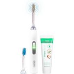 Emmi-dent elektrische Ultraschall Zahnbürste Metallic Weiß I - ideal für empfindliche Zähne & Zahnfleisch, sanfte Reinigung ohne Schrubben, für Erwachsene & Kinder