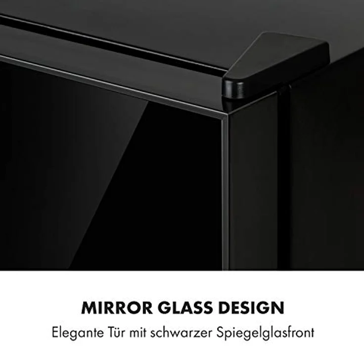 Klarstein Frosty Mini-Kühlschrank, 10 Liter, schwarz, mit Spiegelglastür, geräuscharm und stufenloser Temperatureinstellung 12-18 °C – Bild 3