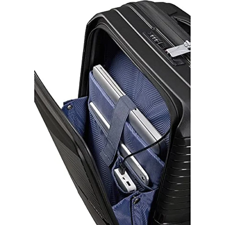 American Tourister® Hartschalen-Trolley AIRCONIC 55, 4 Rollen, mit 15,6-Zoll Laptopfach, Tabletfach und USB-Schleuse, in trendigem 360°-Liniendesign, schwarz – Bild 4