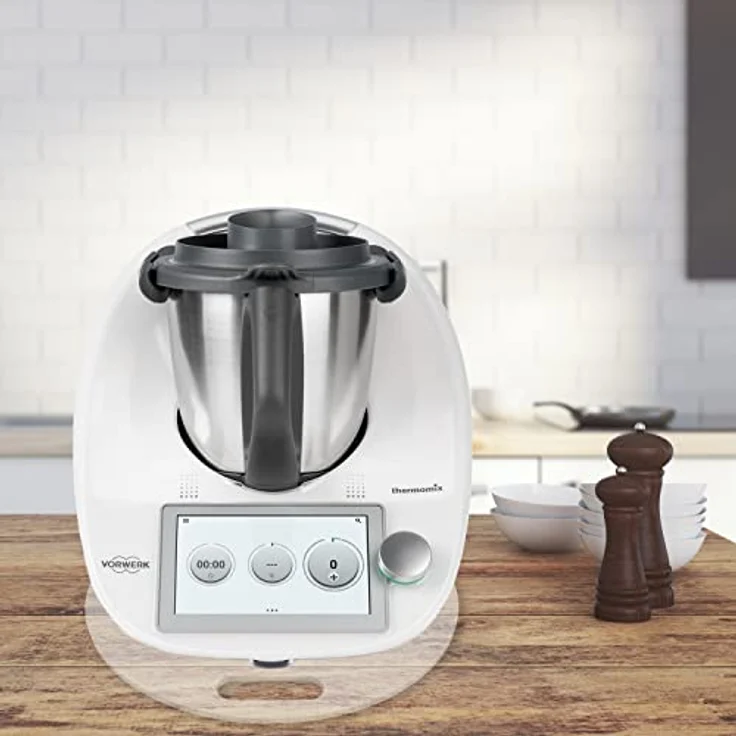 Acryl Gleitbrett | transparent | 36x28cm für Thermomix TM5 TM6 TM31 und viele Küchengeräte | Griff und hochwertige Teflongleiter für müheloses Verschieben sowie Gummifüße für festen Stand – Bild 2