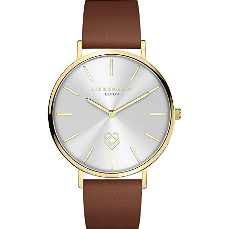 Liebeskind Berlin Damen Analog Quarz Uhr LT-0252-LQ, Edelstahlgehäuse IP Gold, Lederarmband braun, 38 mm, kratzunempfindliches Mineralglas, bis 5 bar wasserdicht – Bild 1