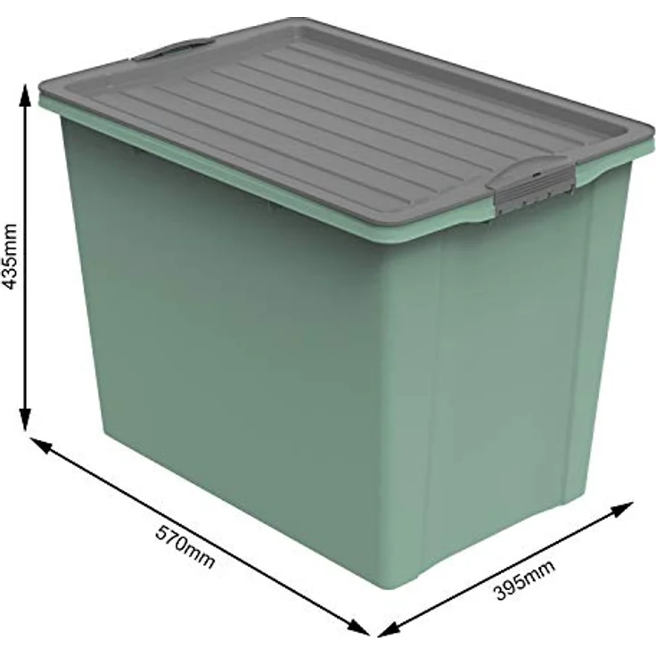 Rotho Compact Aufbewahrungsbox 70l mit Deckel und Rollen, Kunststoff (PP recycelt) BPA-frei, grün/anthrazit, A3/70 Liter (57,0 x 39,5 x 43,5 cm) – Bild 4