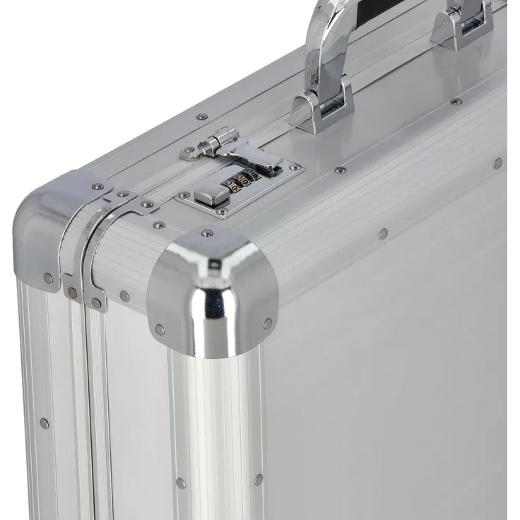 Dermata 7208 Koffer, Handgepäck 21 l, Silber, hochwertige Verarbeitung aus Leder und Nylon