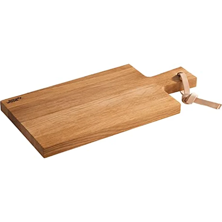 APS 751 Servierbrett SIMPLY WOOD aus geöltem Eichenholz, 27 x 17 x 2 cm, mit Aufhängeloch (Ø 1,5 cm) und Lederband – Bild 1