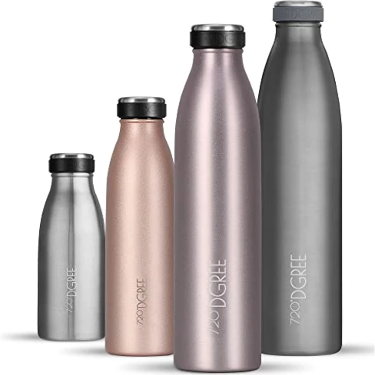 720°DGREE Edelstahl Trinkflasche “milkyBottle” - 750ml - BPA-Frei, Auslaufsicher, Kohlensäure geeignet, für Sport, Uni und Outdoor, Edelstahl 18/8 – Bild 1